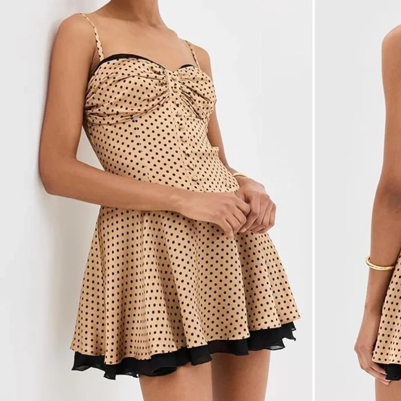 Reformation Ursula Silk Polka Dot Dress size 10 - Picture 1 of 7